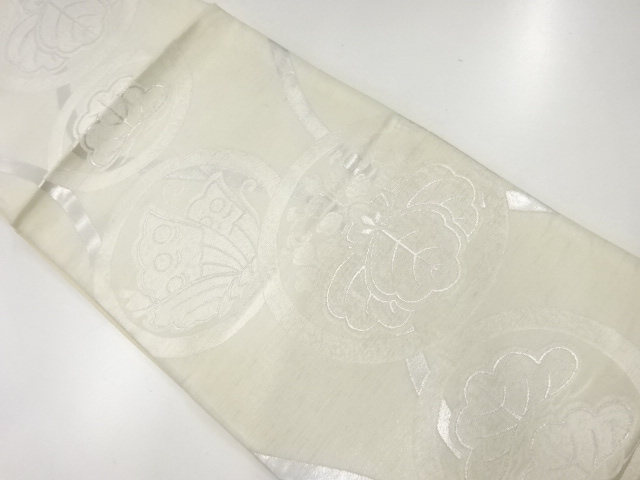 アンティーク　丸文に松桐蝶模様織出し袋帯（材料）